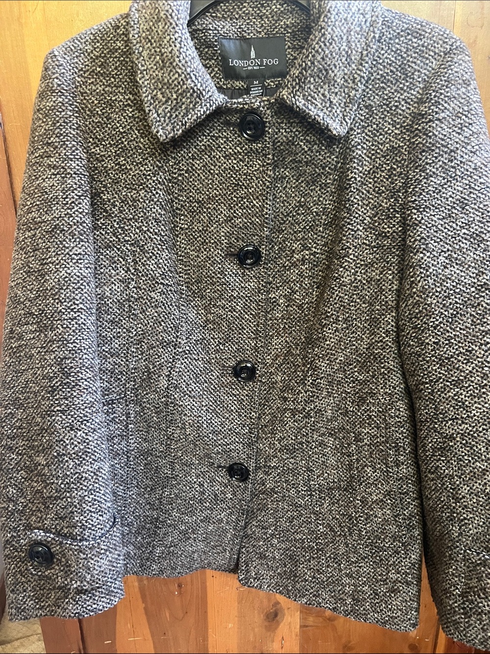 London Fog Gray Tweed Pea Coat